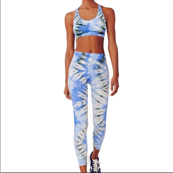 Tory Burch Sport seamless tie dye leggings. Navy w/white tie dye. Sz.  Medium. - Picture 9 of 15